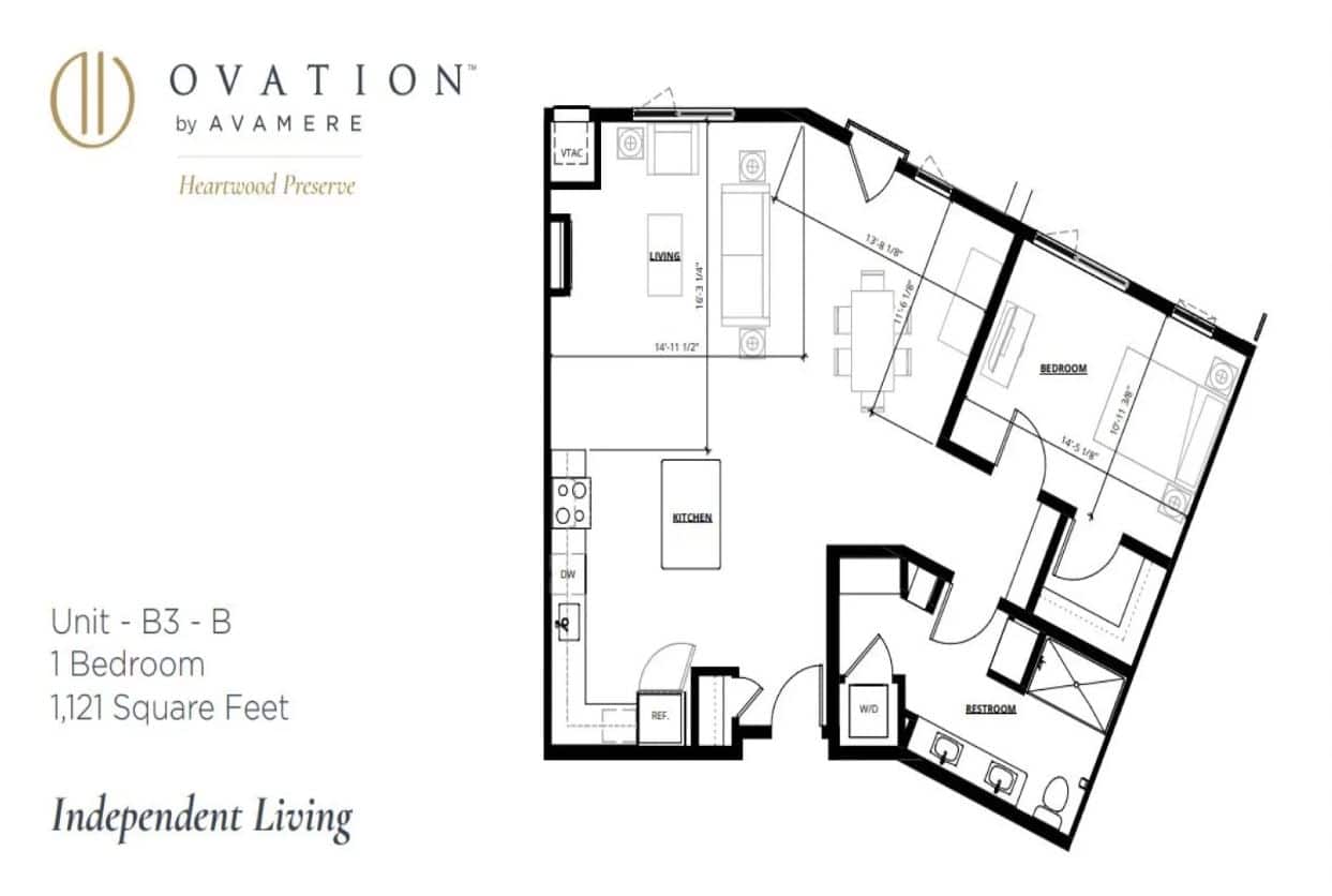 Ovation Heartwood Preserve Living Floorplan 1Bedroom 1,121sq ft