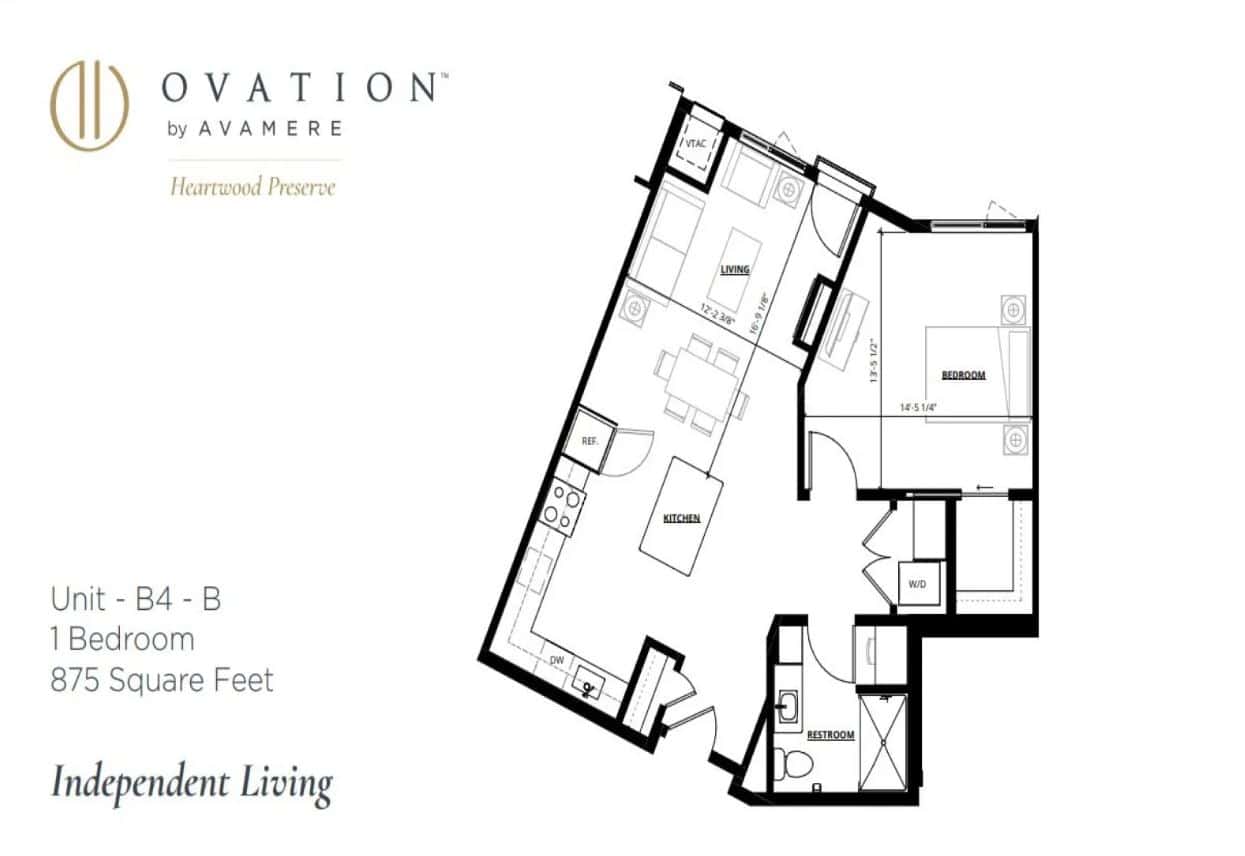 Ovation Heartwood Preserve Living Floorplan 1Bedroom 875 sq ft