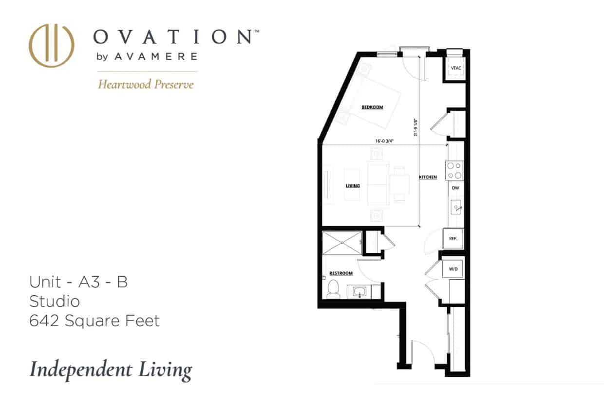 Ovation Heartwood Preserve Living Floorplan Studio 642 sq ft
