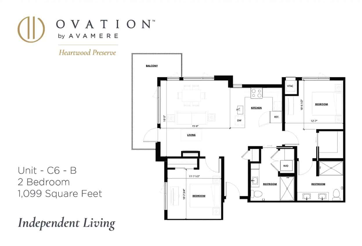 Ovation Heartwood Preserve Living Floorplan 2Bedroom 1,099 sq ft