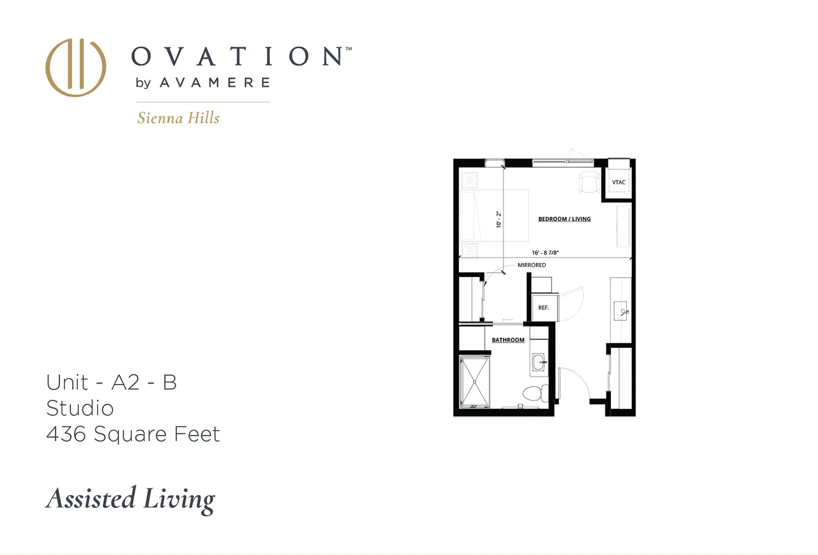 Ovation Sienna Hills Studio Floorplan 436 sq ft