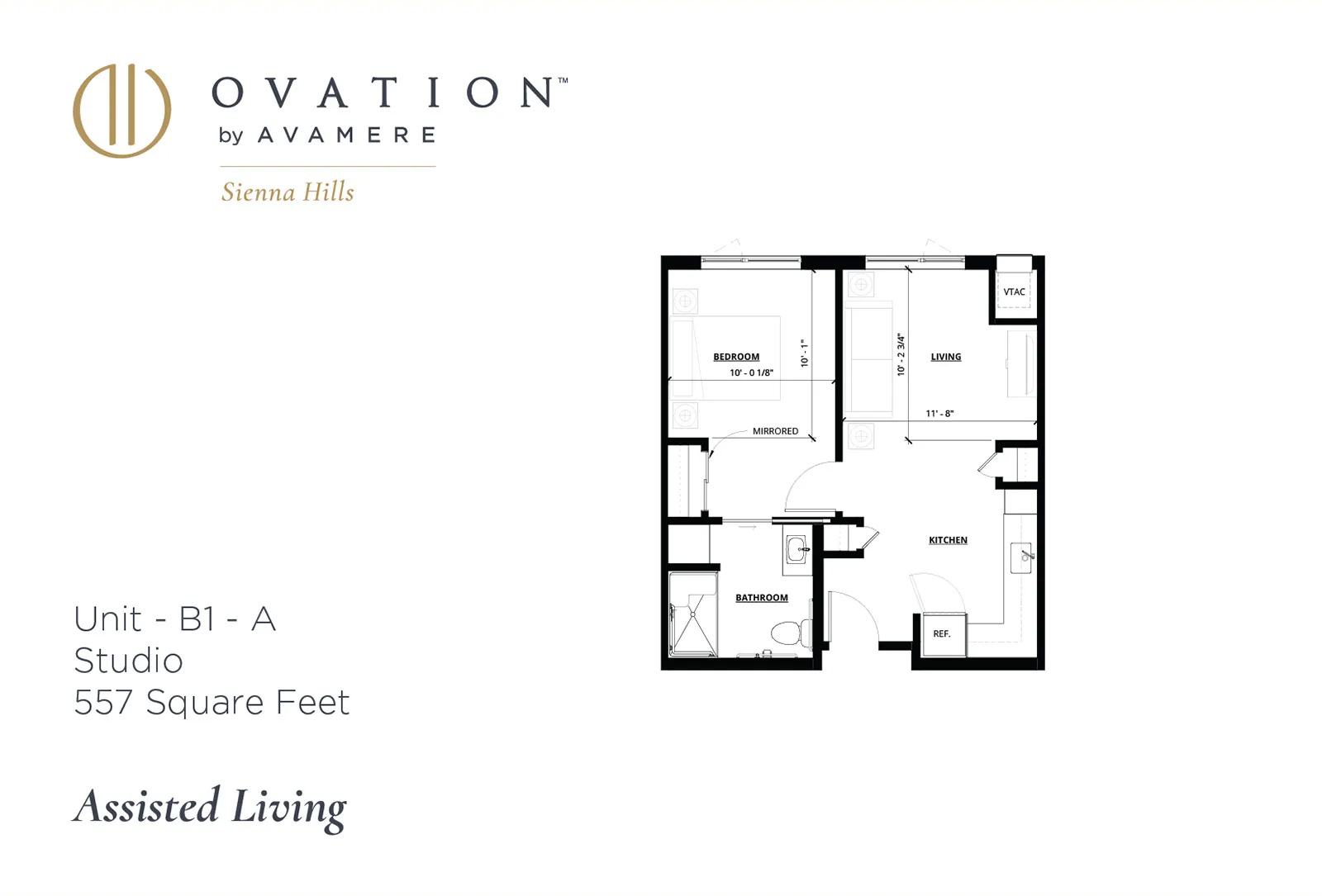 Ovation Sienna Hills Studio Floorplan 557 sq ft